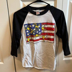 Obey | Vintage Keith Haring American Flag Baseball Shirt Size Small